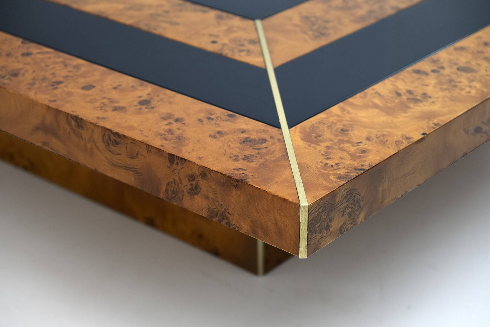 Art Déco Style Italian Walnut and Lacquer Coffee Table, 1970s