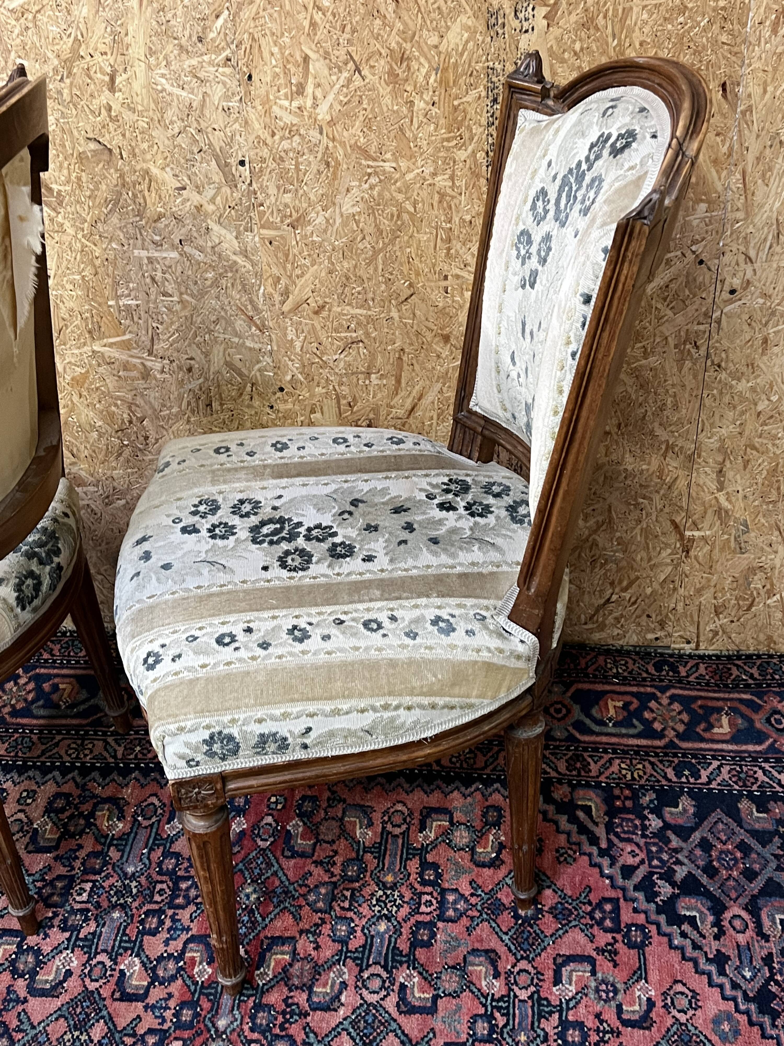 Pair of antique Louis XVI style chairs, beautifully upholstered