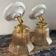 Pair of vintage sconces in electrified gold chiseled glass