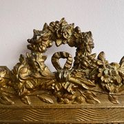 Miroir doré trumeau cheminée fin 19e ancien fronton sculpté