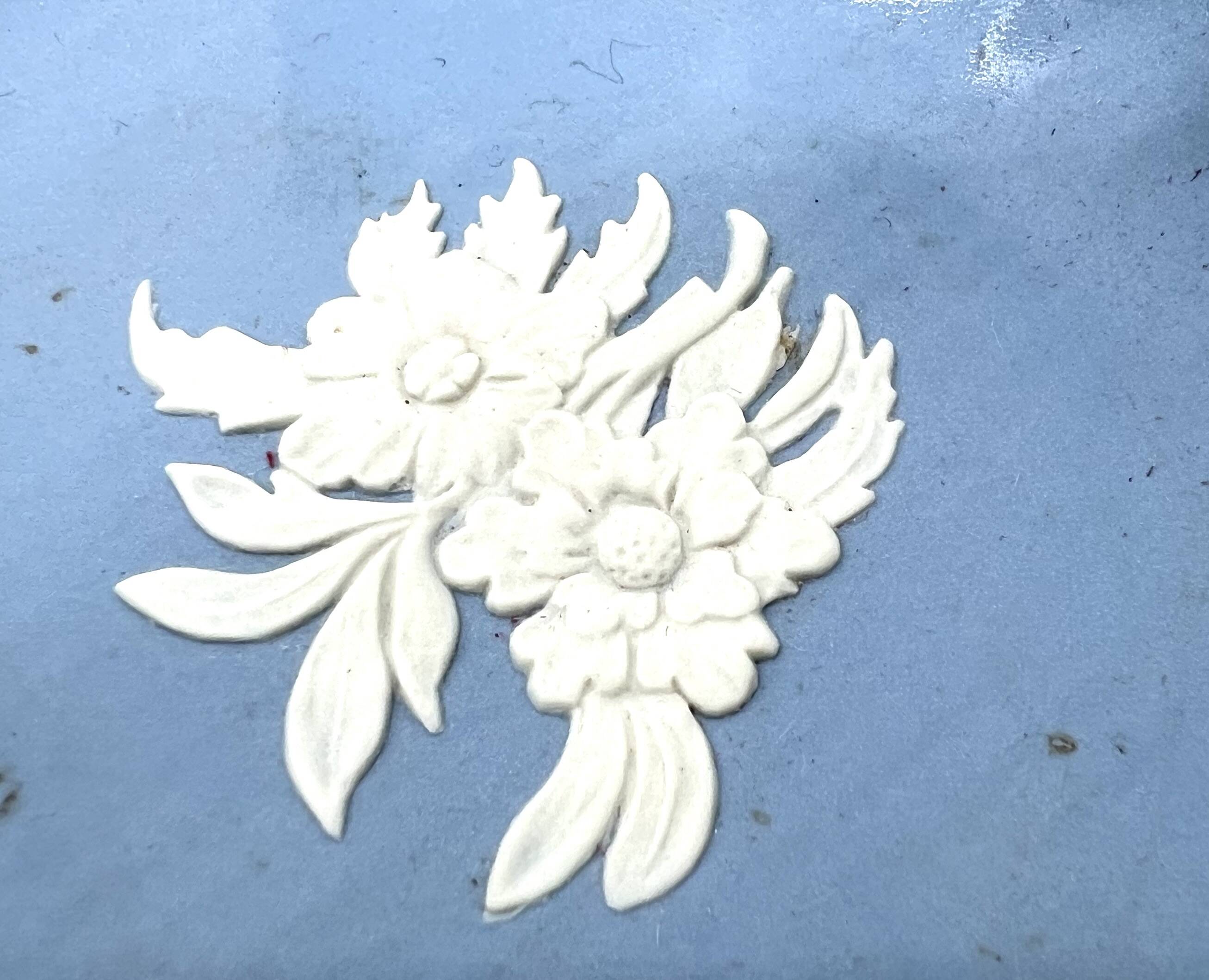 Blue Wedgwood Jasperware basket – English porcelain with relief decoration