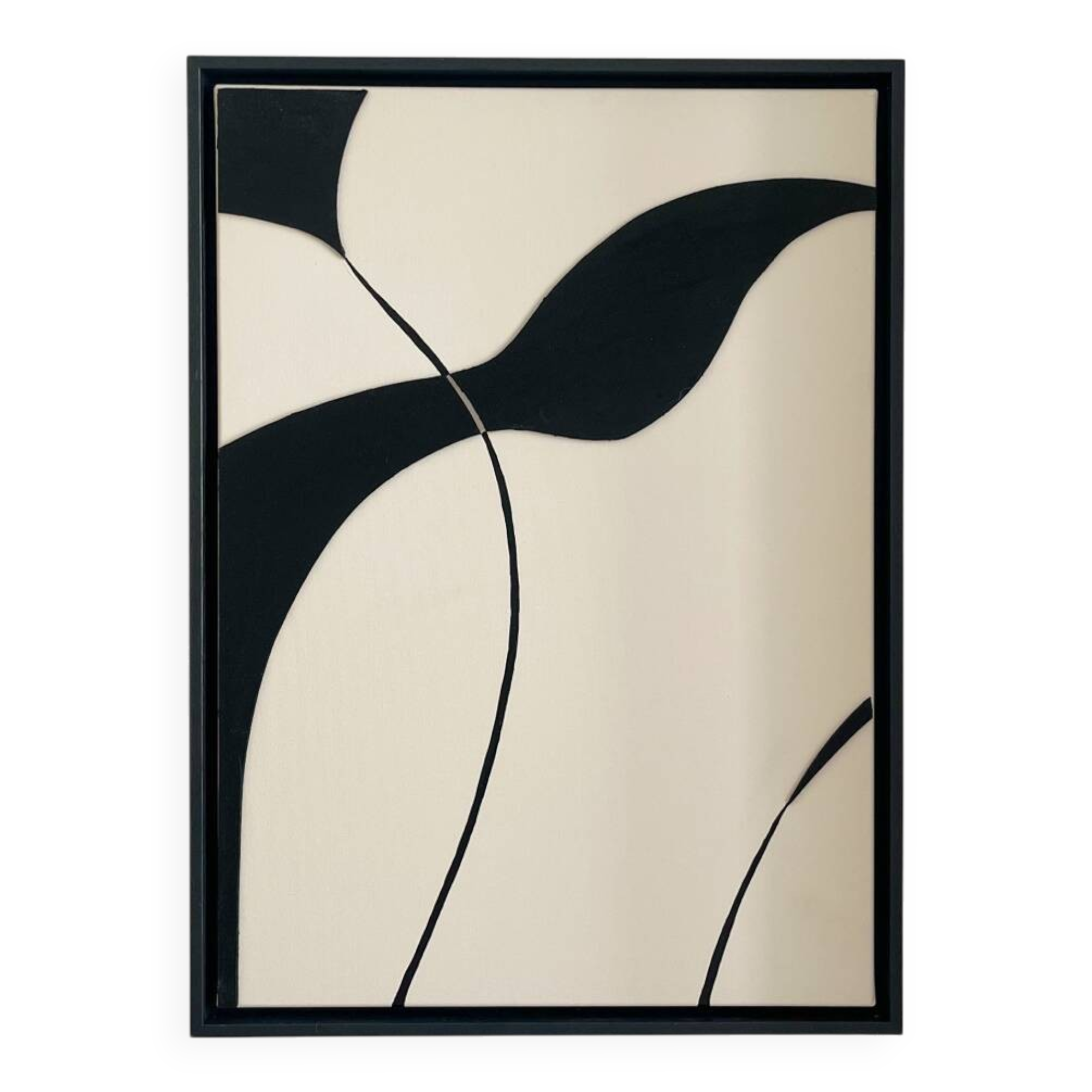 Black and beige relief painting