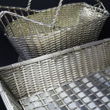 Christofle France Wine Basket Bottle Holder & Bread Basket Vannerie-Mid Century