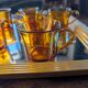 8 amber cups – golden light of the 70s