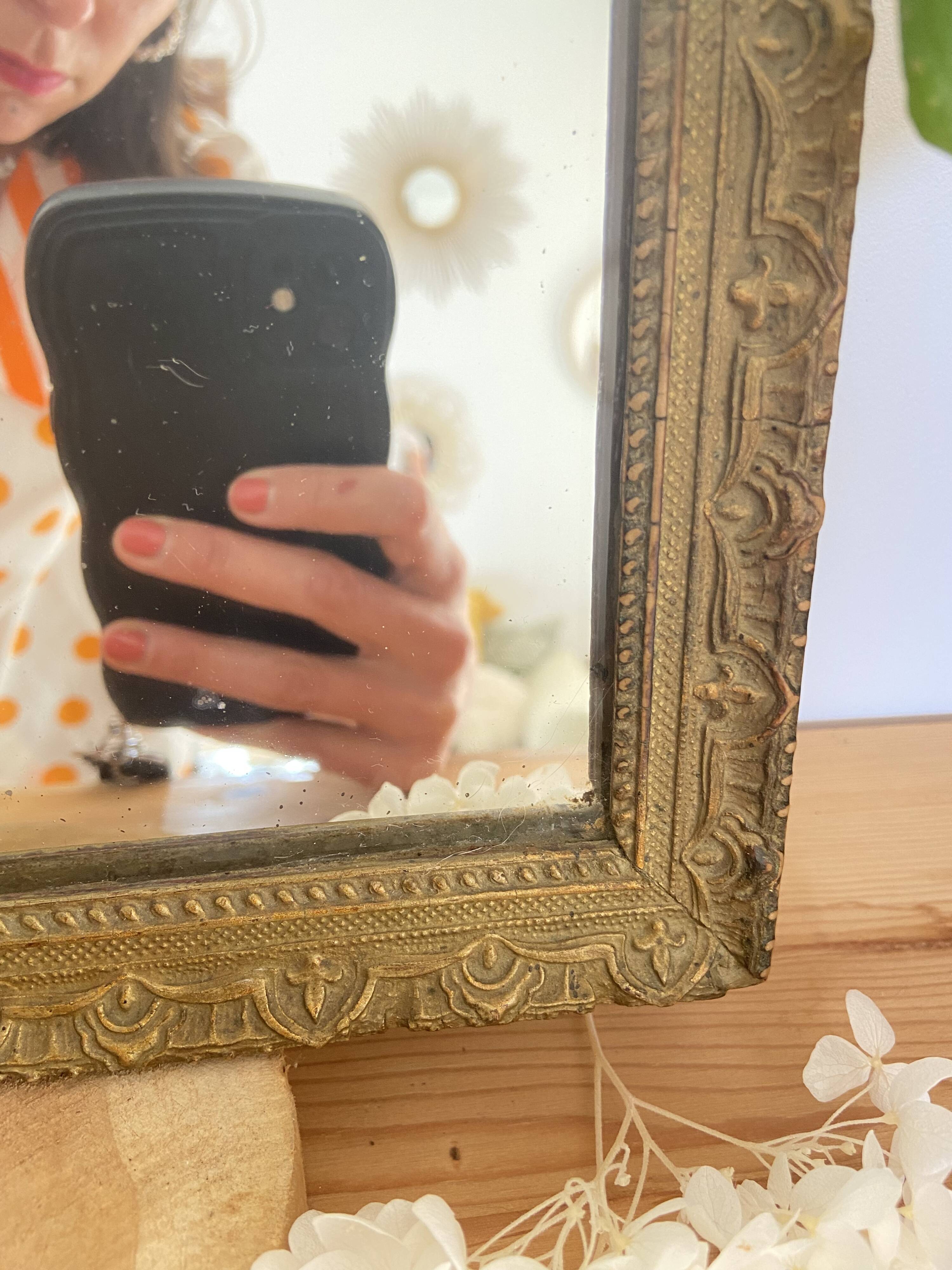 Small Rectangular Golden Mirror Classic Baroque Style - To Hang on the Wall