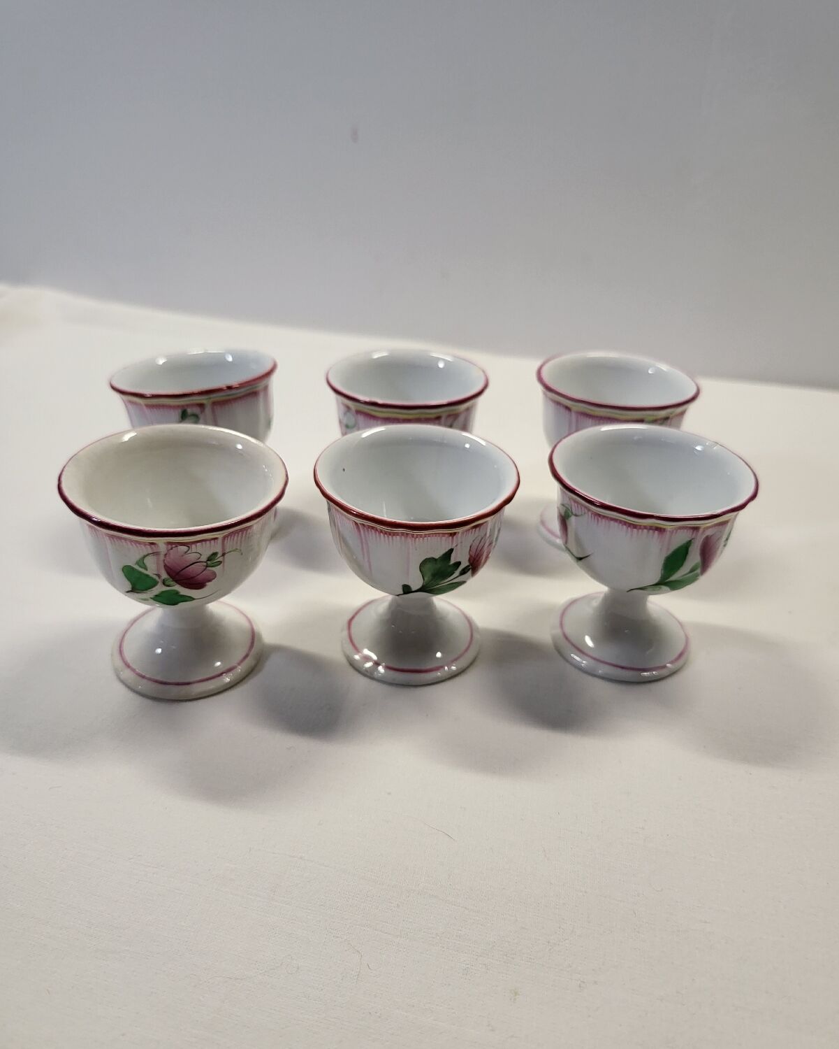 Set of 6 Lunéville Faience Egg Cups KG Reverbère