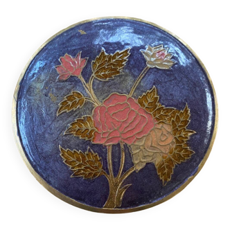 Brass box with bouquet of flowers decoration