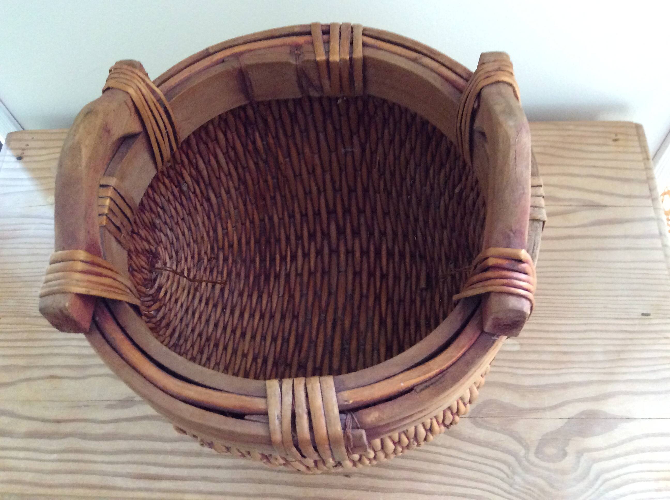 Wooden and wicker basket