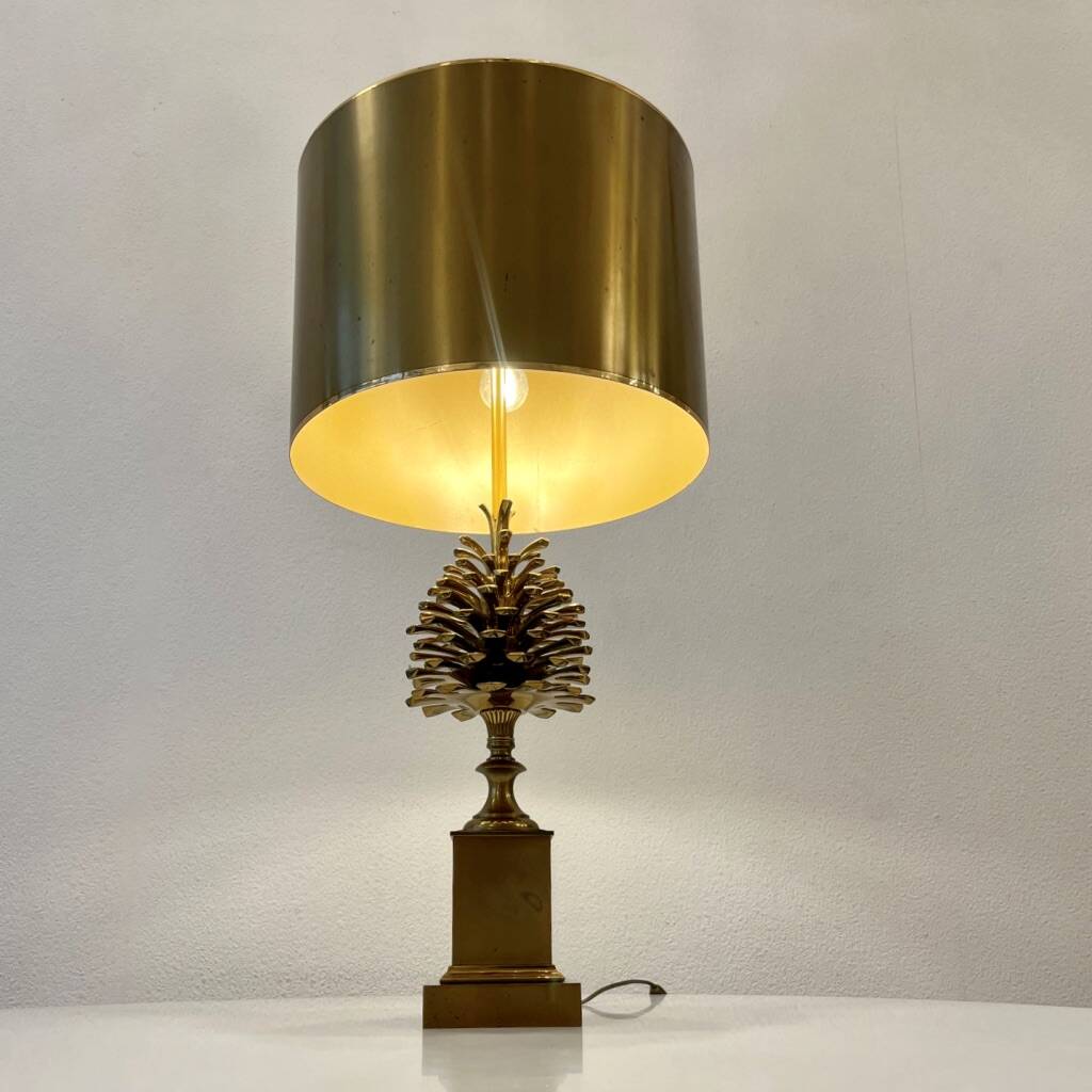 Lampe de table Bronze et Laiton Maison Charles modèle pommes de pin
