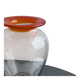 Grand vase en verre des années 1980, transparent avec accent orange, pièce décorative, objet de collection.