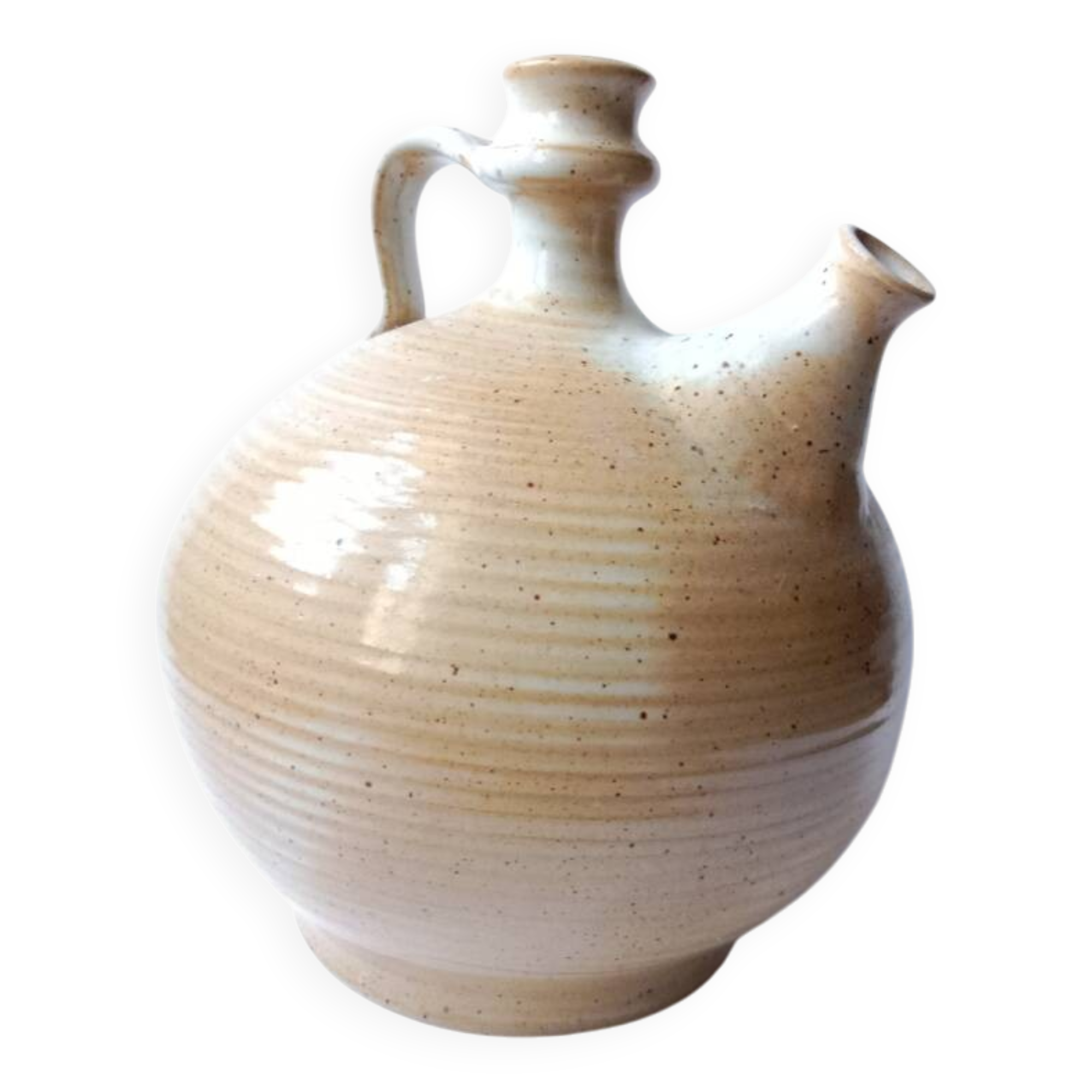 Cargoulette Pitcher Jug beige speckled Signed Grès du Marais 23 cm