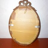 vintage oval mirror * carved wood wall mirror ribbon * antique louis xvi