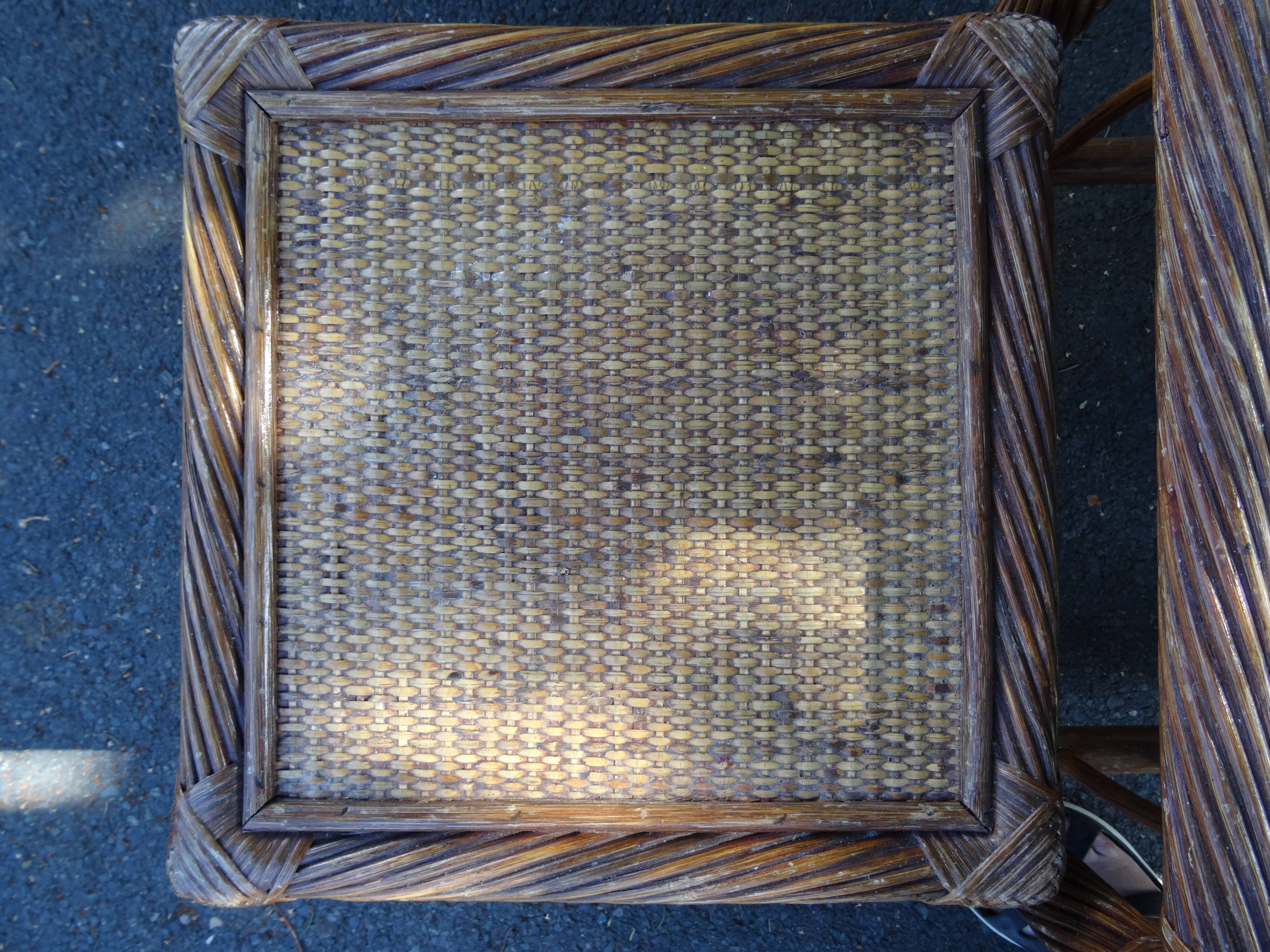 Trio of bamboo and rattan tables