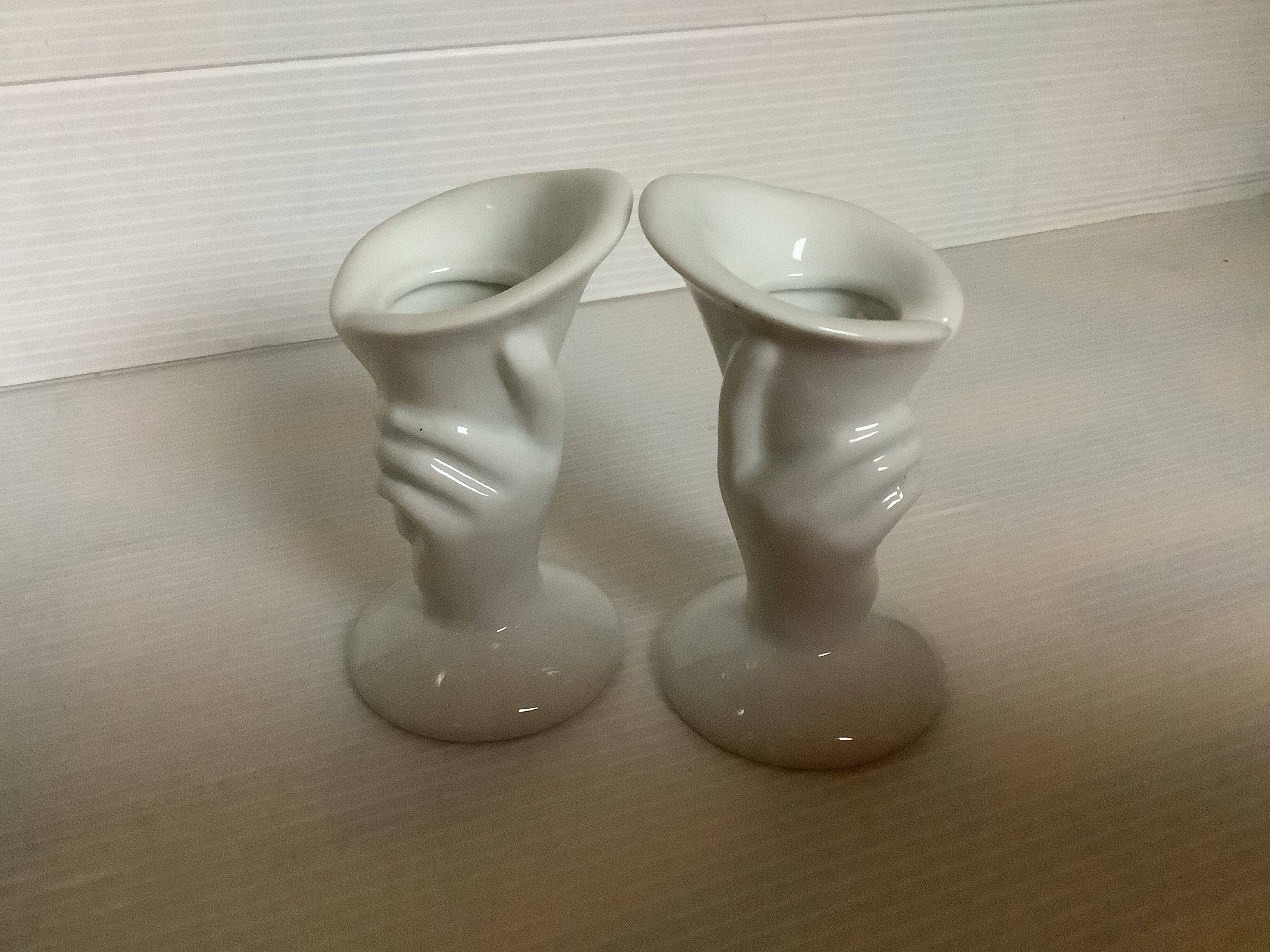 Pair of mini hand candle holders