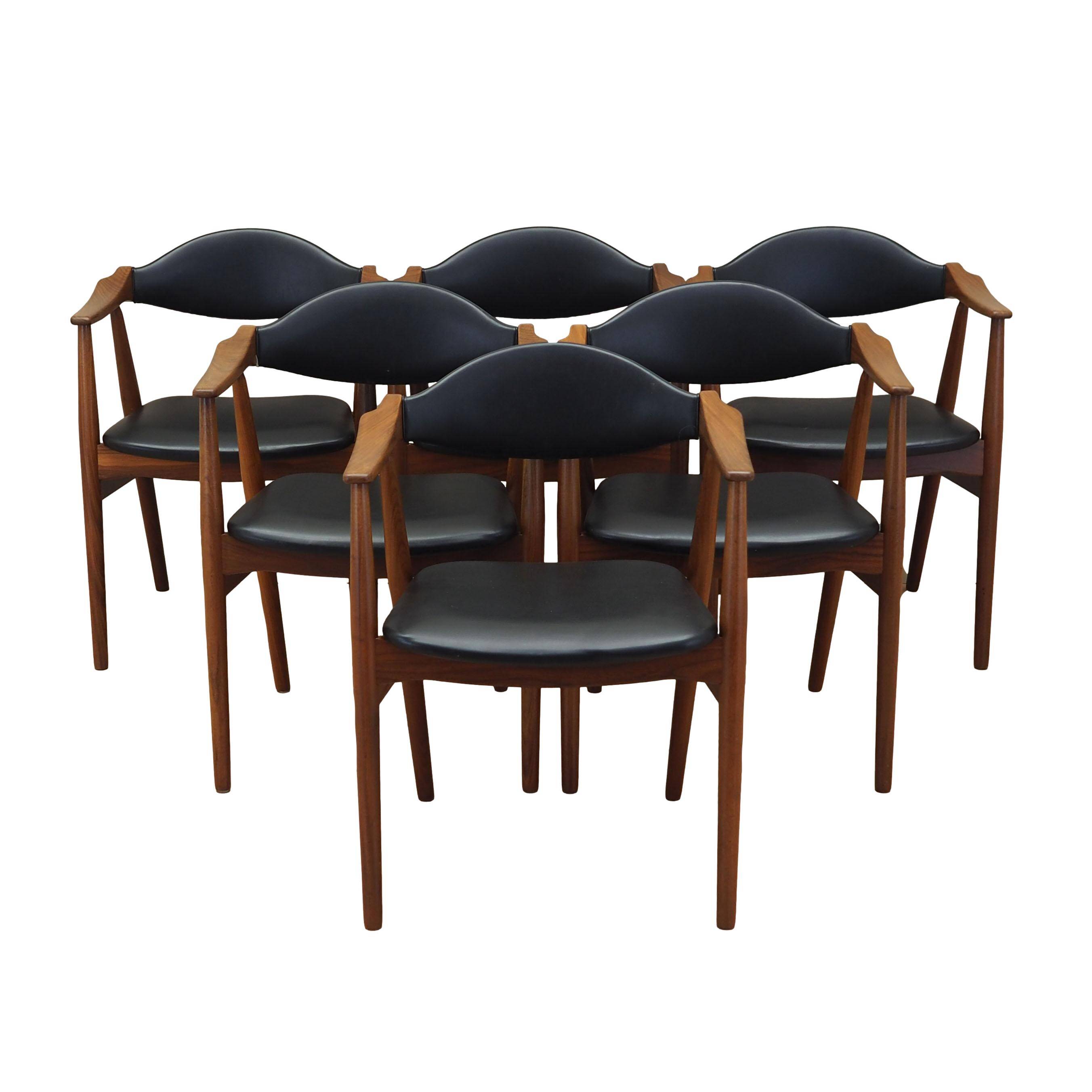 Set of six teak chairs, Danish design, 1970s, manufacture: Farstrup Møbler