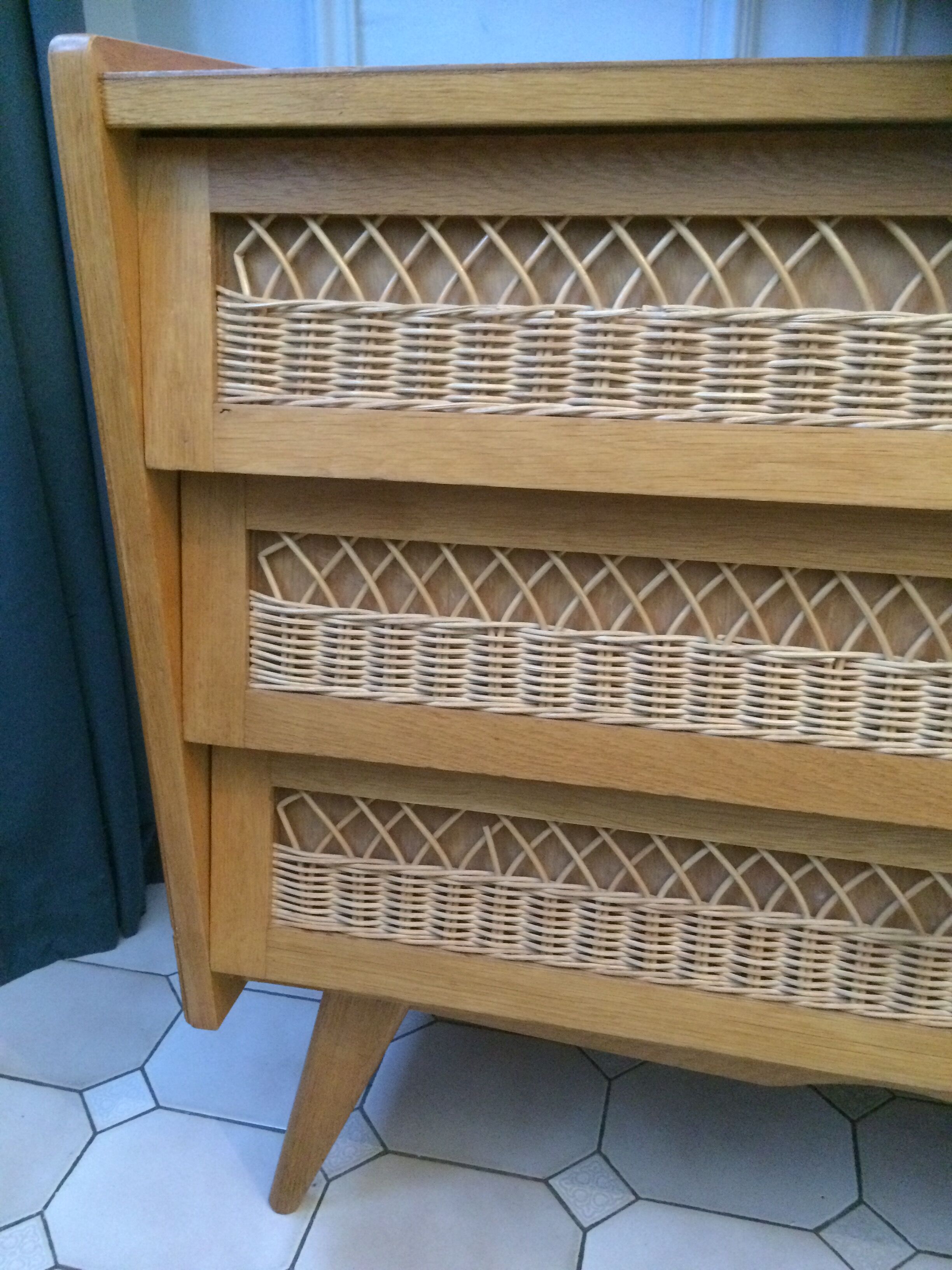 Vintage rattan dresser