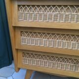Vintage rattan dresser
