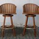 Pair of bamboo bar stools full canned colonial style 1960