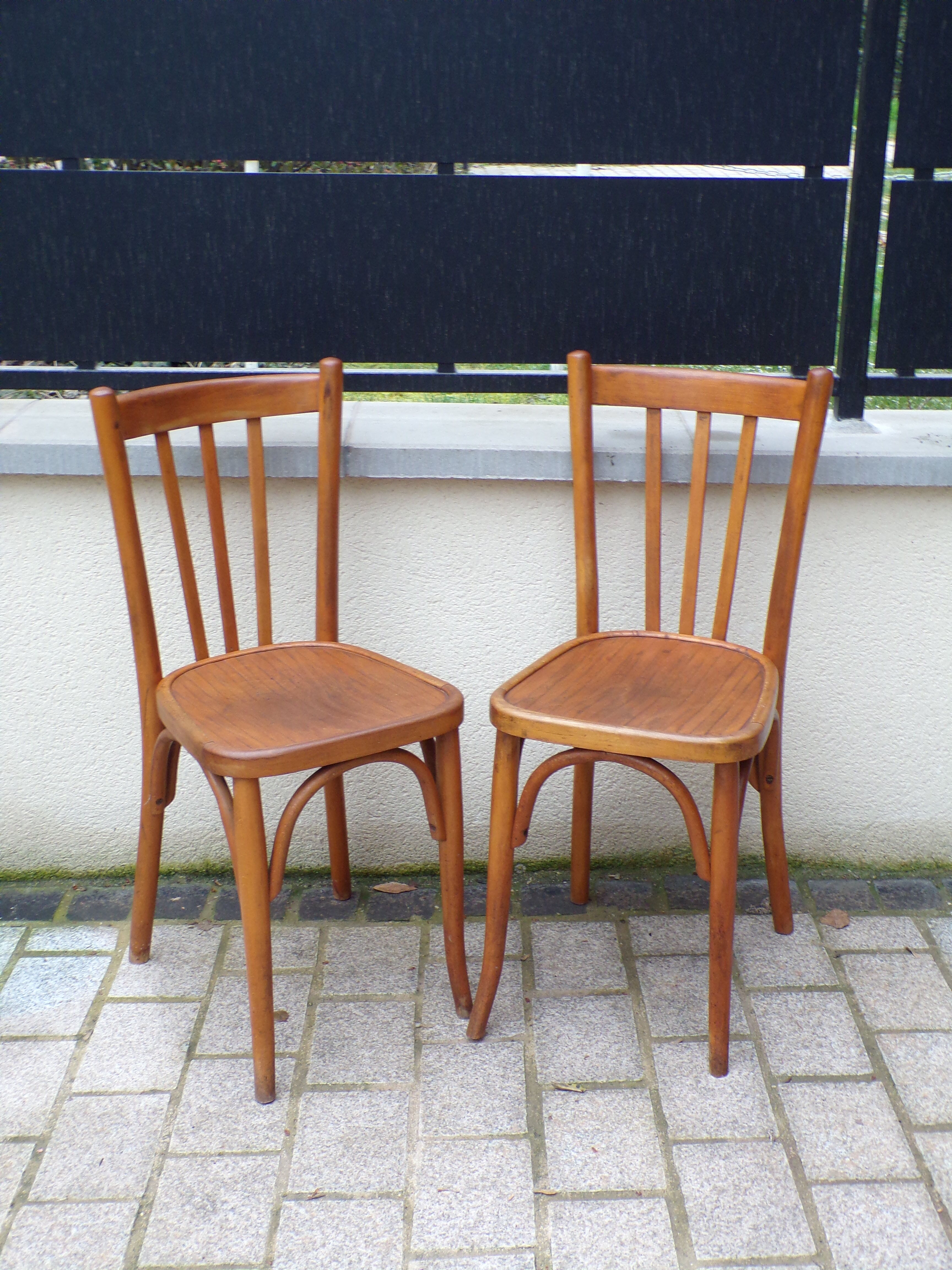 Pair of Mahieu bistro chairs in curved wood