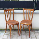 Pair of Mahieu bistro chairs in curved wood