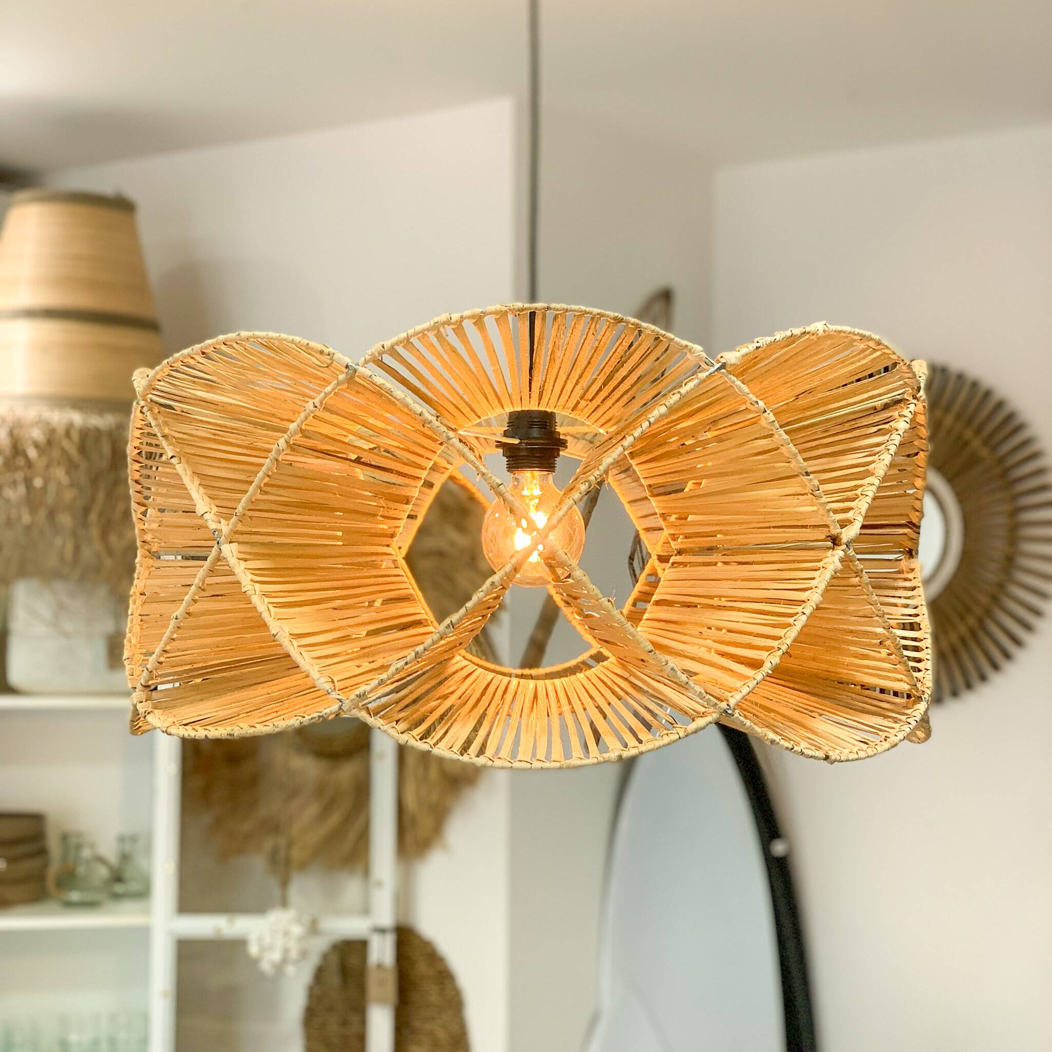 Natural rattan pendant light