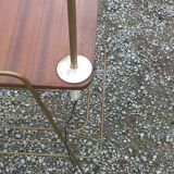 Floor lamp of the 50s in gilded metal triple mahogany tablets and gilded metal