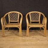 Pair of Italian wicker armchairs from the 60s