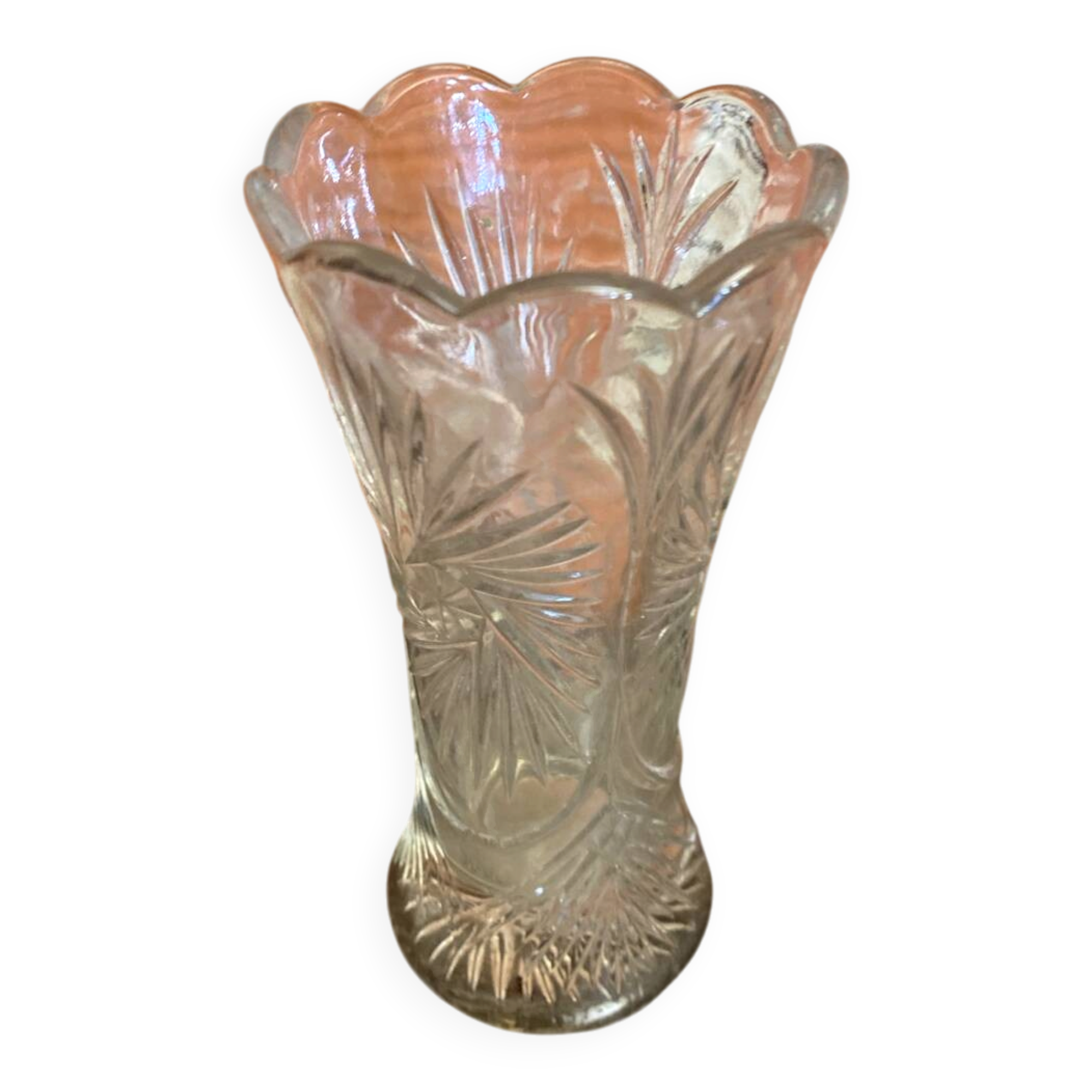Vintage 1970s Moulded Glass Vase Made in Germany
