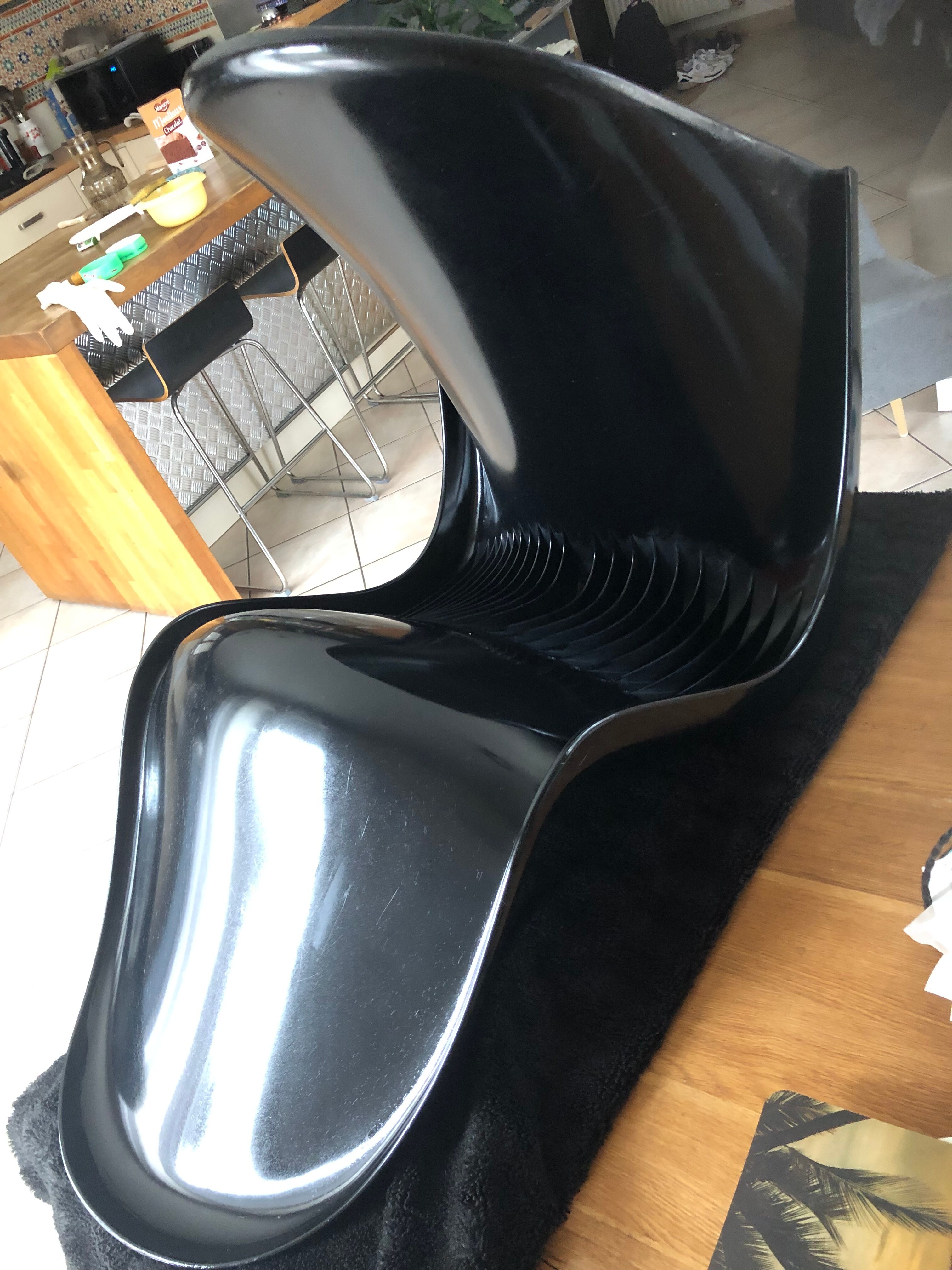 Set of 3 chairs Vintage black Verner Panton