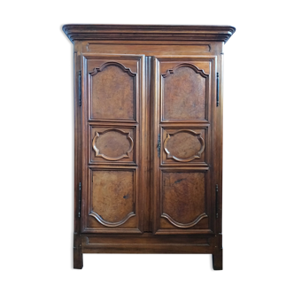 Louis XIV wardrobe in walnut bramble 18th century