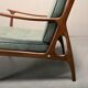 Pair of Mid-Century Italian Armchairs in stained Beech and Green Cushions