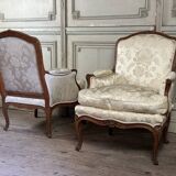 Pair of large Louis XV armchairs stamped Nicolas Quinibert Foliot, Paris, 18th century
