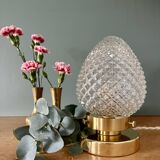 Vintage globe table lamp in diamond-point glass