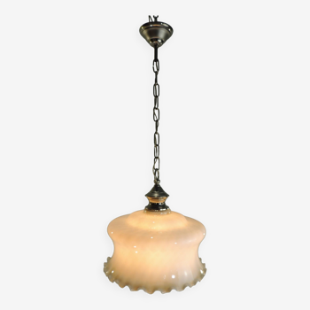 Grande suspension opaline dentelle /vintage