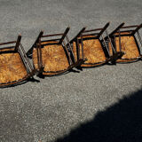 Set of 4 Louis XV straw chairs – solid wood – curved backrest