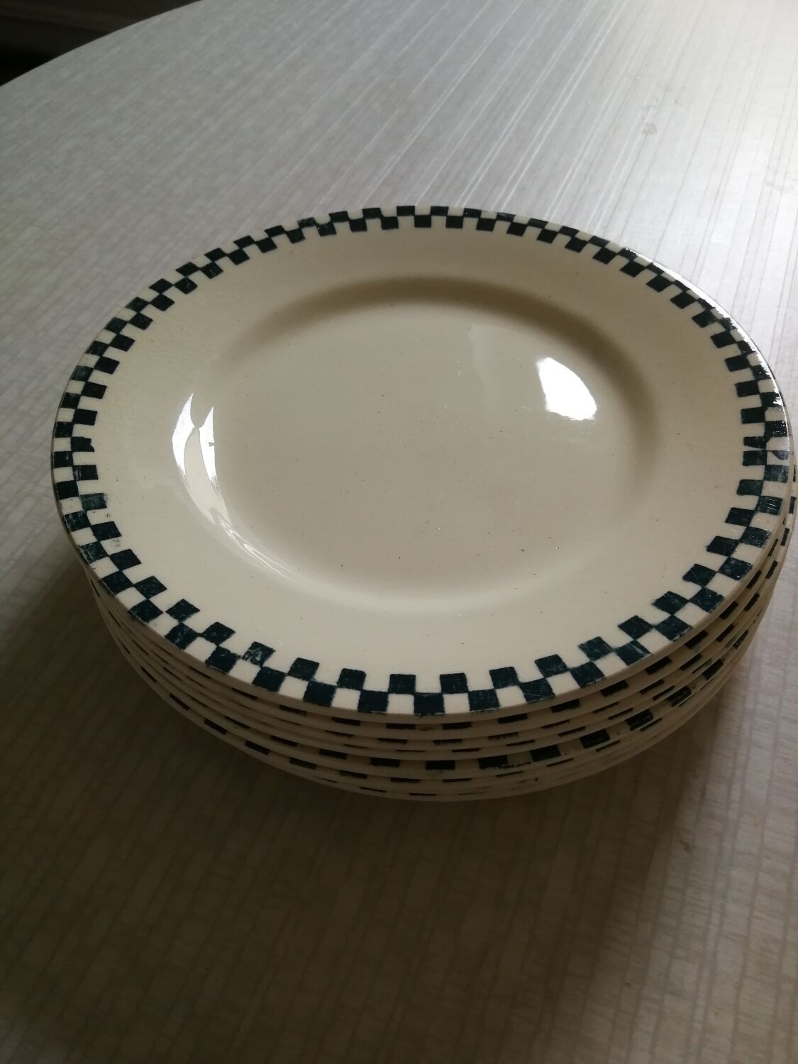 Set of 8 dessert plates Damier Terre de fer