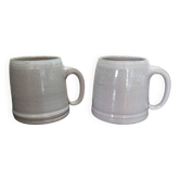 Duo of large mugs / beer tankards Vallauris Volkoff stoneware
