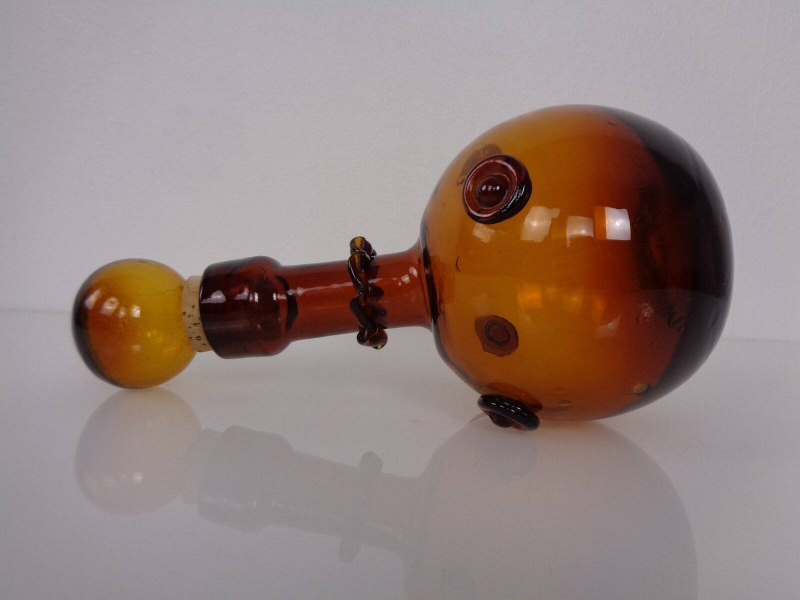 Italian amber glass decanter with stopper, 1960s