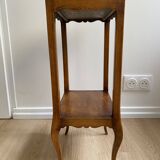 Small bedside table, nightstand, two-top ash plant stand with discreet drawer