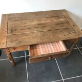 Rustic farm coffee table turned feet with 1 1930 drawer