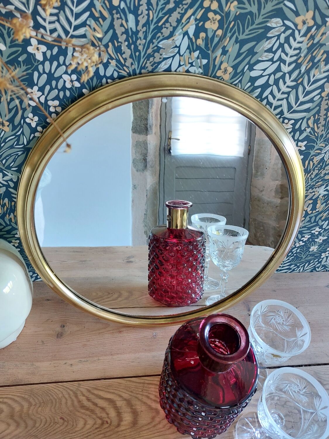Vintage brass mirror top