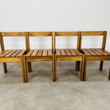 4 minimalist pine chairs Les Arcs, 1960s