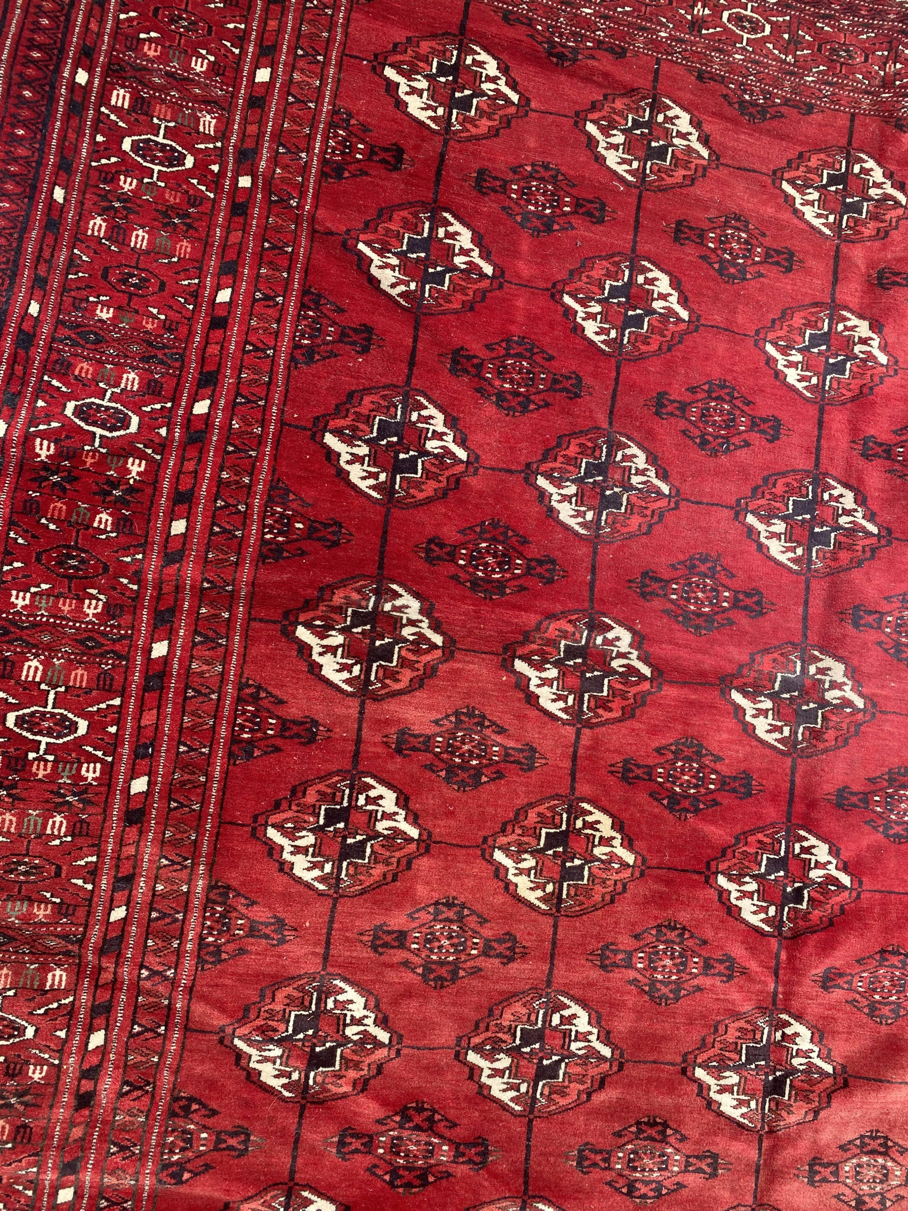 Nice big vintage carpet Bokhara handmade 200x282 cm