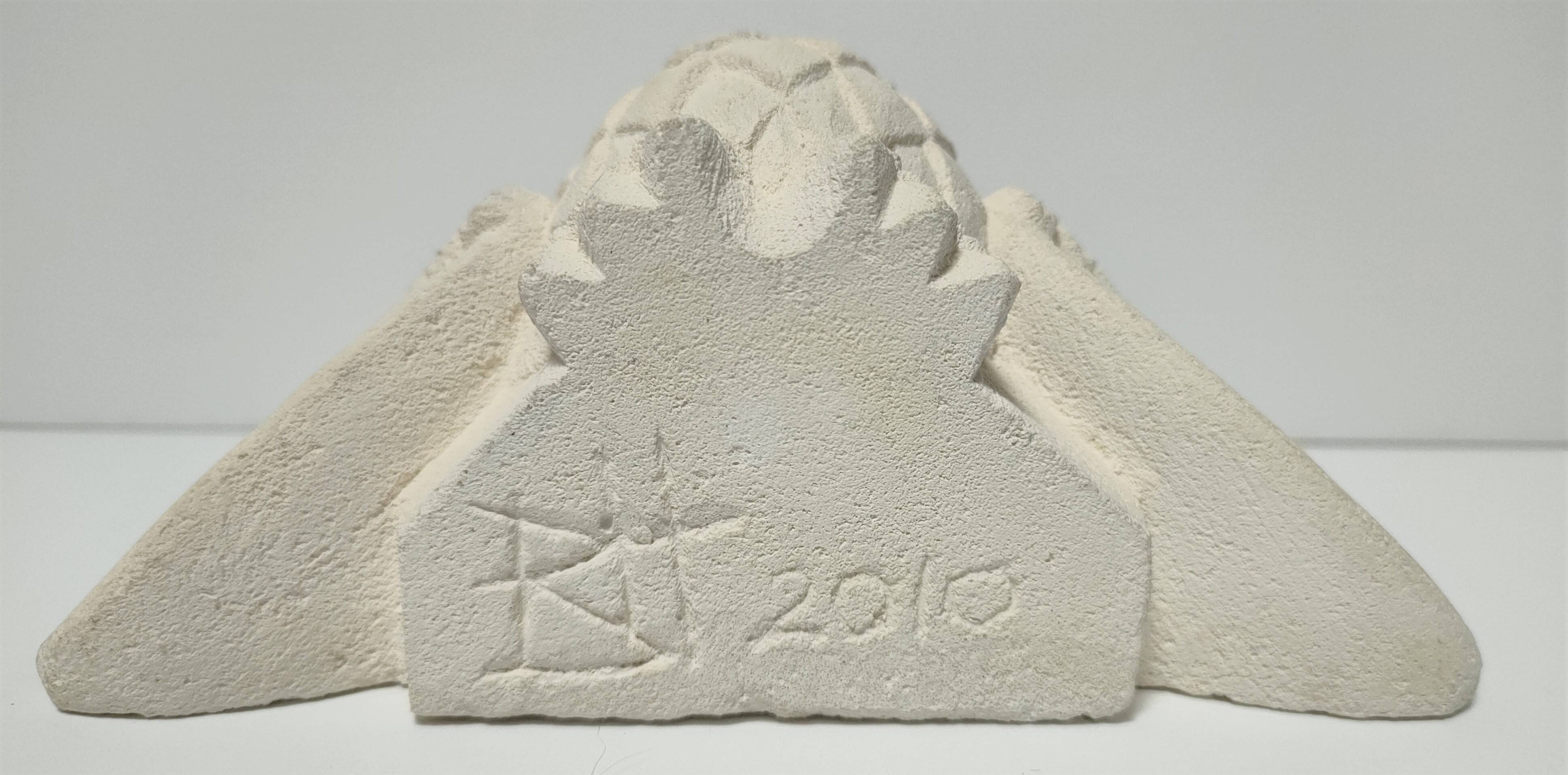 Signed stone owl sculpture