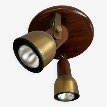 Wooden ceiling light with 2 spots