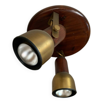 Wooden ceiling light with 2 spots