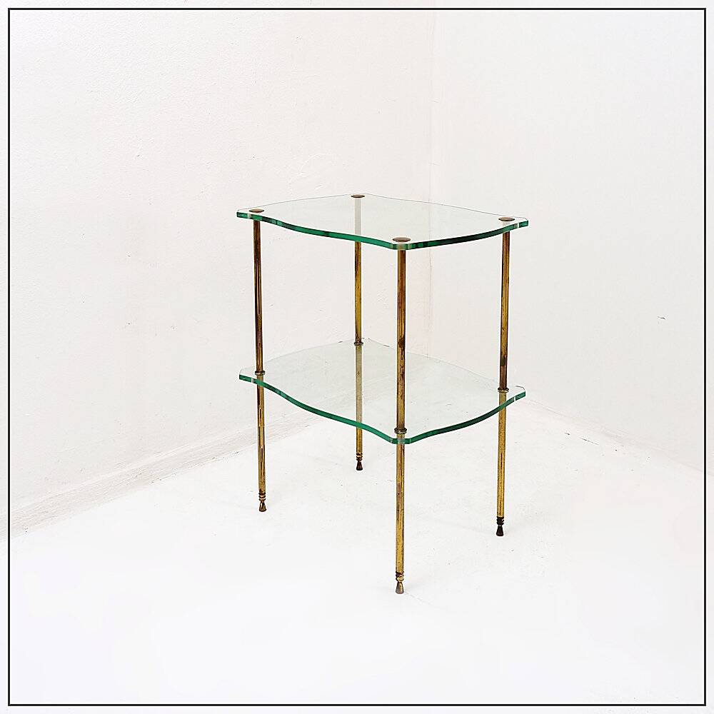 Brass side table with double glass top Maison Jansen Style - Circa 1940