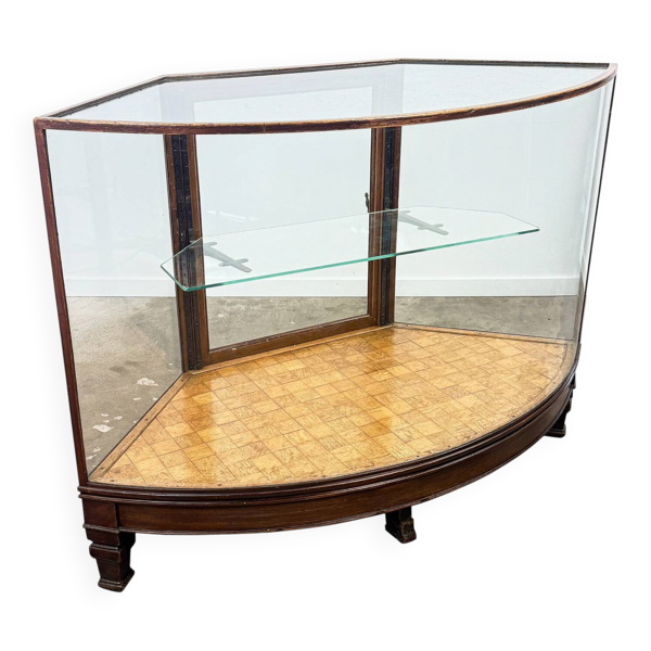 Vitrine en verre courbé antique – Vitrine en bois – Début du 20e siècle