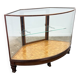 Antique Curved Glass Display Cabinet – Wooden Showcase – Early 20th Century