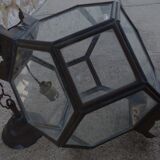 Old lantern in brass and glass with 8 facets or 24 stained glass windows